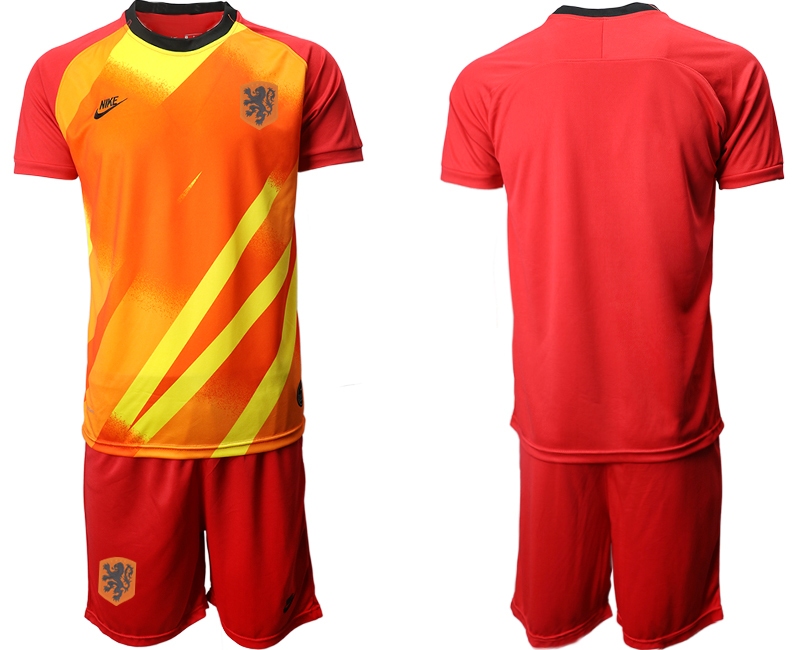 Men 2021 European Cup Netherlands red goalkeeper Soccer Jerseys1